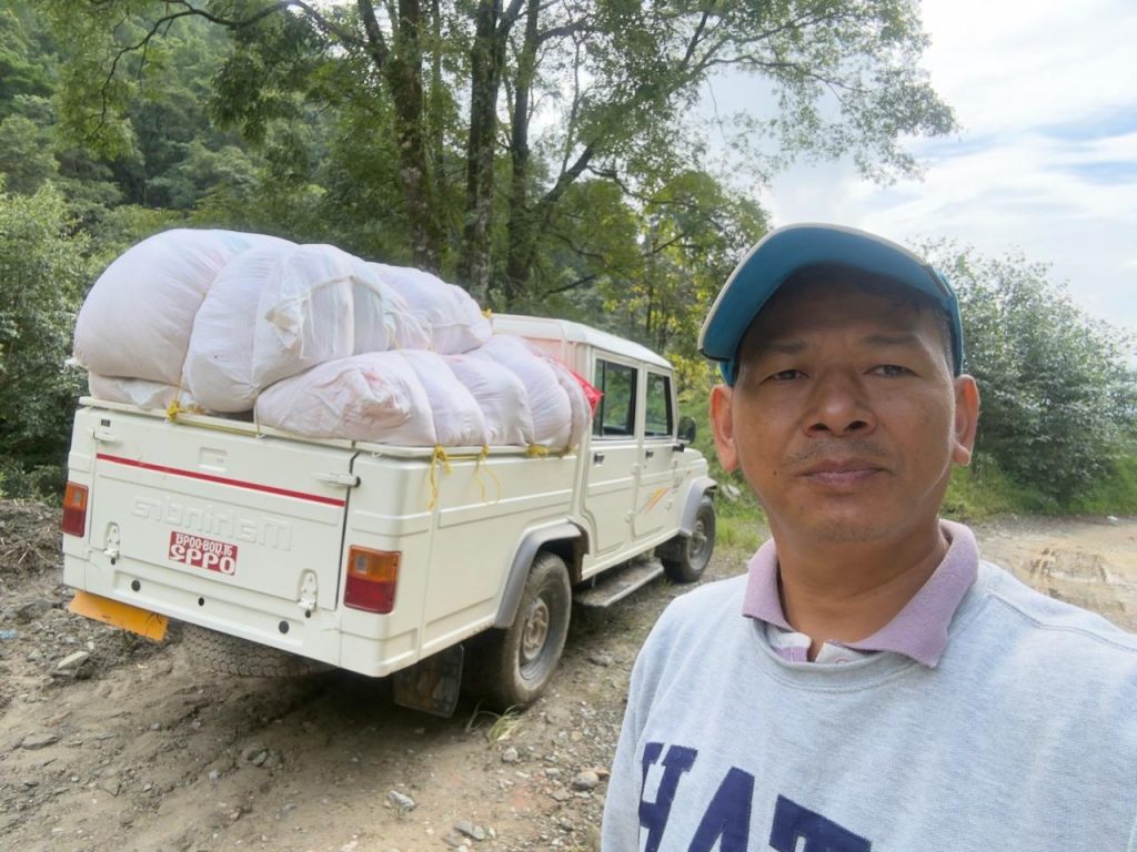 Nepal flood relief supplies being delivered to families affected by floods and landslides